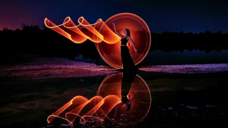 woman painting with light
